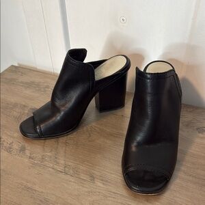 1. State Revolve Brand - Black Leather Open Toed Mules - Heel - 7/37